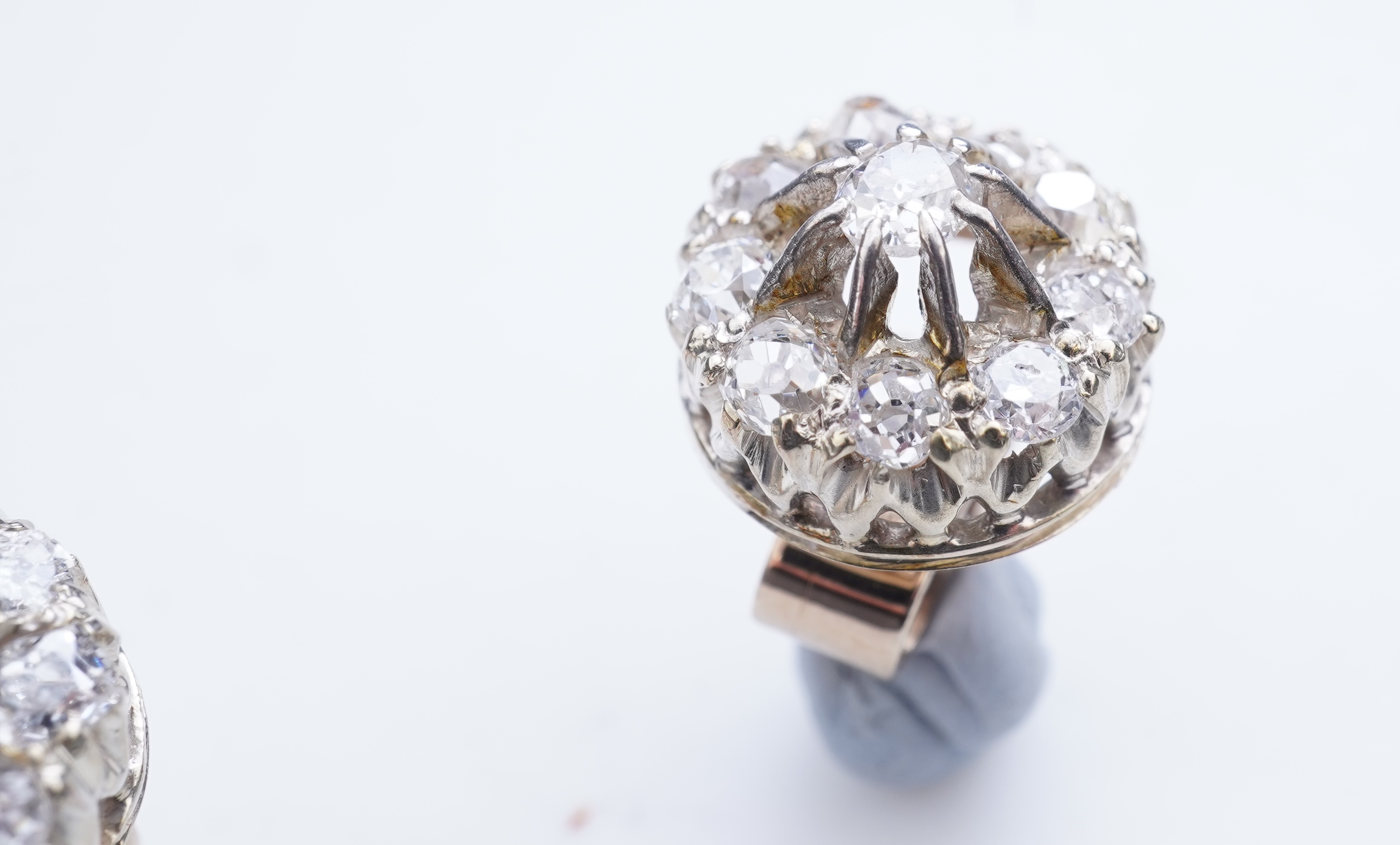 A pair of diamond earrings, early 20th century